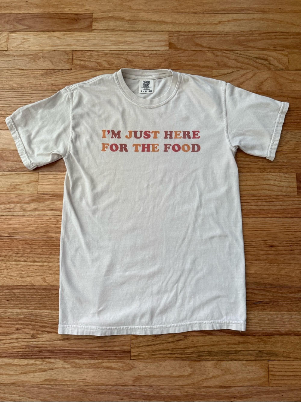 Comfort Colors Cream Graphic Tee with Pink-Orange Text